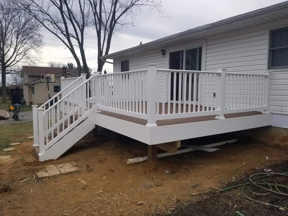 New deck and railing installation